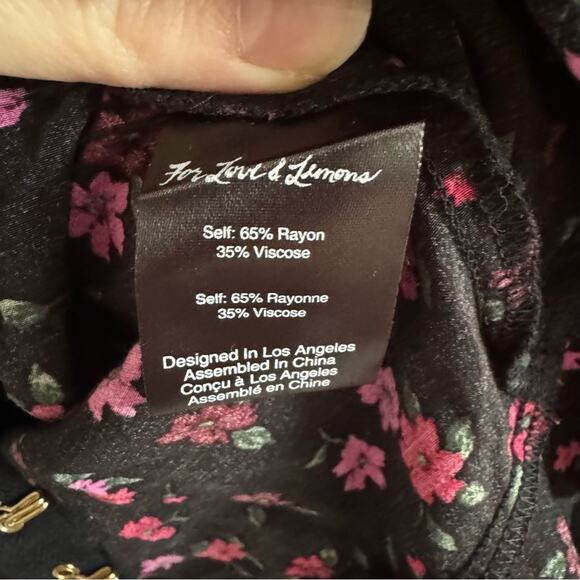 For Love & Lemons Pink & Black Isabella Ruched V Neck Top Size XS - Picture 6 of 8